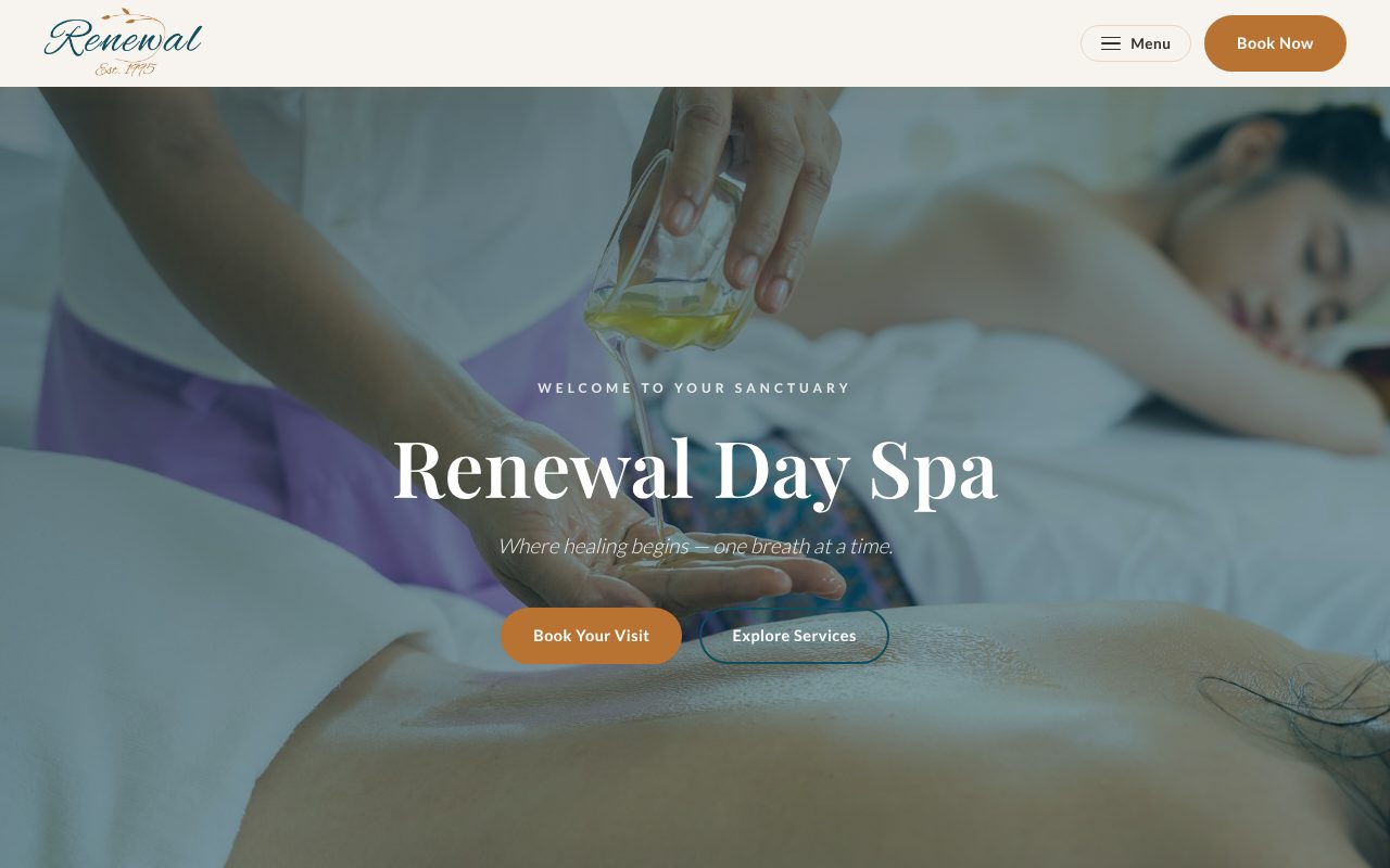 Renewal Day Spa website