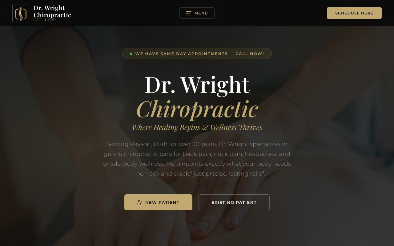 Dr. Wright Chiropractic website